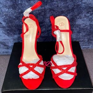 RED RHINESTONED HEELS